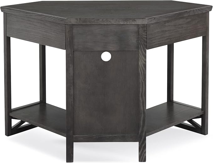 Leick Home 84430 Oak Corner Computer/Writing Desk with Drawer, Smoke Gray