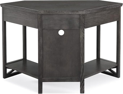 Leick Home 84430 Oak Corner Computer/Writing Desk with Drawer, Smoke Gray