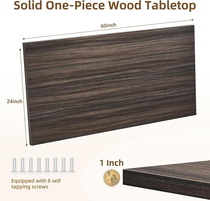 Universal Solid One-Piece Wood Table Top, 60"x24"x1" Workbench Top - Rectangular Particle Board for Standing Desk, Home Office Desk Countertop DlY, Washer Dryer, Coffee, Bar Tabletop