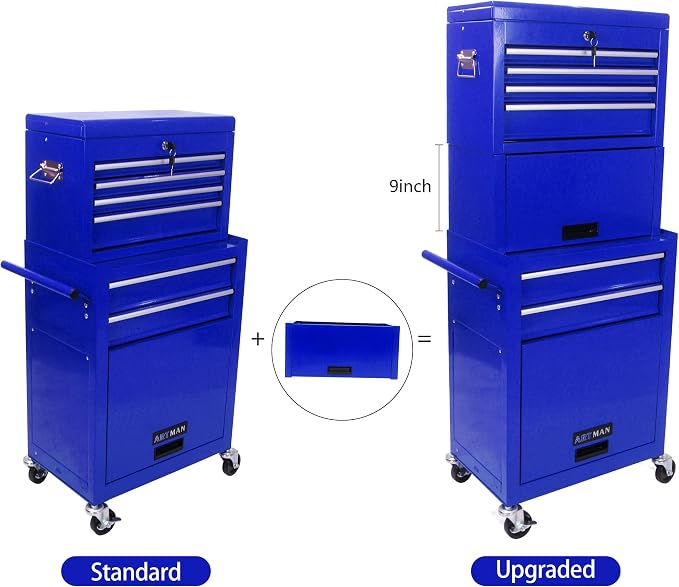 RYH 6 Drawers Rolling Tool Chest & Tool Box on Wheels | Heavy Duty Metal Cart with Ball Bearing Drawers | Fits US General Tool Box for Garage Storage(Blue, 6 Drawers 3 in 1/51.99" H × 20.87" W)