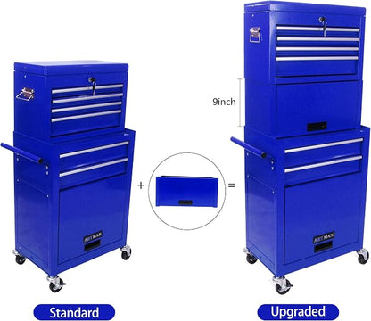 RYH 6 Drawers Rolling Tool Chest & Tool Box on Wheels | Heavy Duty Metal Cart with Ball Bearing Drawers | Fits US General Tool Box for Garage Storage(Blue, 6 Drawers 3 in 1/51.99" H × 20.87" W)