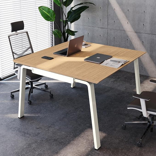 Modular Computer Office Desk, Modern Style Small Study Writing Workstation Table for Home & Business, 2 Person (47" x 47")