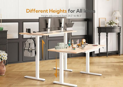 Claiks Standing Desk with Drawers, Stand Up Electric Standing Desk Adjustable Height, Sit Stand Desk Computer Workstation, 40 Inch, Nature