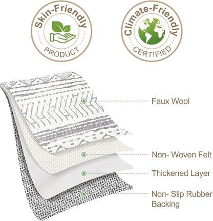 Nakagishi Area Rugs 8x10 Living Room: Washable Boho Large Neutral Soft Farmhouse Rug Stain Resistant Modern Geometric Non Slip Indoor Floor Carpet for Bedroom Nursery Kids Playroom Office- Gray White
