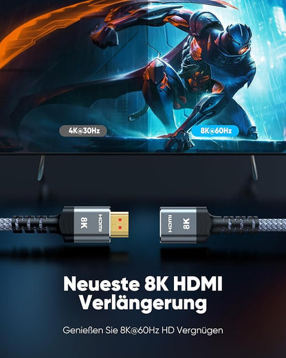Highwings 8K 4K HDMI Extender Cable, Short HDMI Extension Cable 2.1 4K@30Hz/ 60Hz/ 120Hz, Ultra high Speed HDMI Adapter Male to Female Compatible with PS5 Roku Stick Blu Ray Player HDTV Laptop 5FT