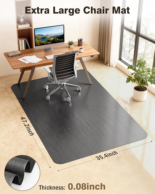 Blvornl Ultra Large Office Chair Mat for Hardwood Floor, Rolling Chair Mat for Hard Wood, Large Anti-Slip Hard Floor Protector, Heavy Duty Computer Desk Rug for Office and Home 35.4"*47.2" Black