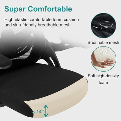 Office Chair, Ergonomic Desk Chair with Adjustable Lumbar Support Breathable Mesh Computer Chair with Flip-up Armrests, Comfy Mid Back Rolling Swivel Executive Chair for Home Office, Black