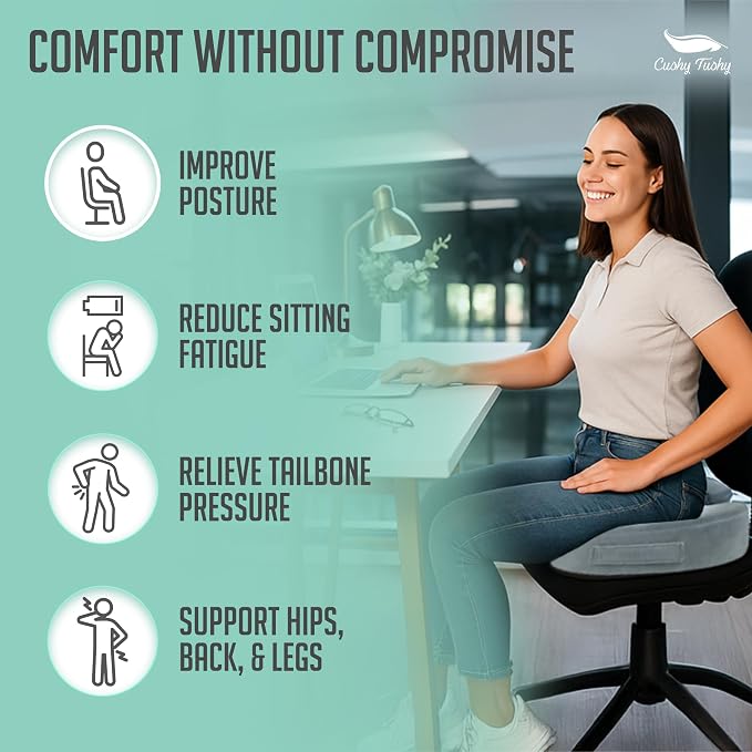 Cushy Tushy Premium Foldable Piriformis Seat Cushion - Piriformis Pain and Sciatic Pain Relief Cushion - for Home & Office Use, Perfect for Travel or Driving