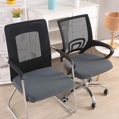 Smiry Stretch Jacquard Office Computer Chair Seat Covers, Removable Washable Anti-dust Desk Chair Seat Cushion Protectors - Grey