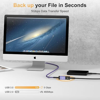 USB Extension Cable,10FT USB3.0 Extender USBA Extension Cord USB Male to Female 5Gbps Fast Data Transfer for PC,Computer,Flash Drive,Keyboard,Mouse,Hard Drive,Printer,Webcam,Headset,USB Hubs,Camera