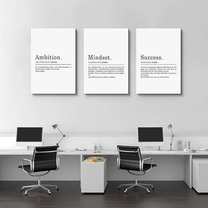 Inspirierendes Leinwandbild – Ephany Art – Mindset Zitate Drucke, motivierende Wandkunst, Erfolg, gerahmtes Unternehmer-Poster, positive Zitate, Arbeitsplatz (L-3 Stück, 40.6x61x3 Stück)