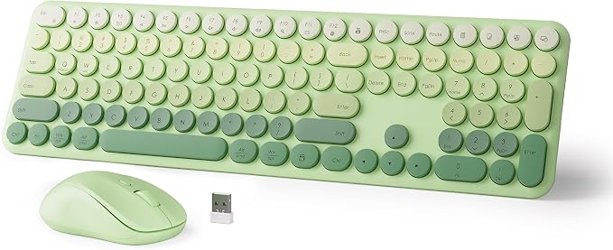 Wireless Keyboard and Mouse Combo, 2.4GHz USB Plug-and-Play, 110-key Design, Full-Size Ultra-Thin Silent Keyboard, Compatible with laptops/desktops/PCs (Gradient Cyan)