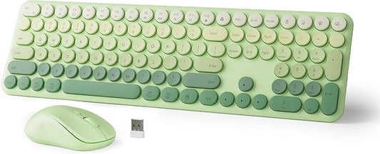 Wireless Keyboard and Mouse Combo, 2.4GHz USB Plug-and-Play, 110-key Design, Full-Size Ultra-Thin Silent Keyboard, Compatible with laptops/desktops/PCs (Gradient Cyan)