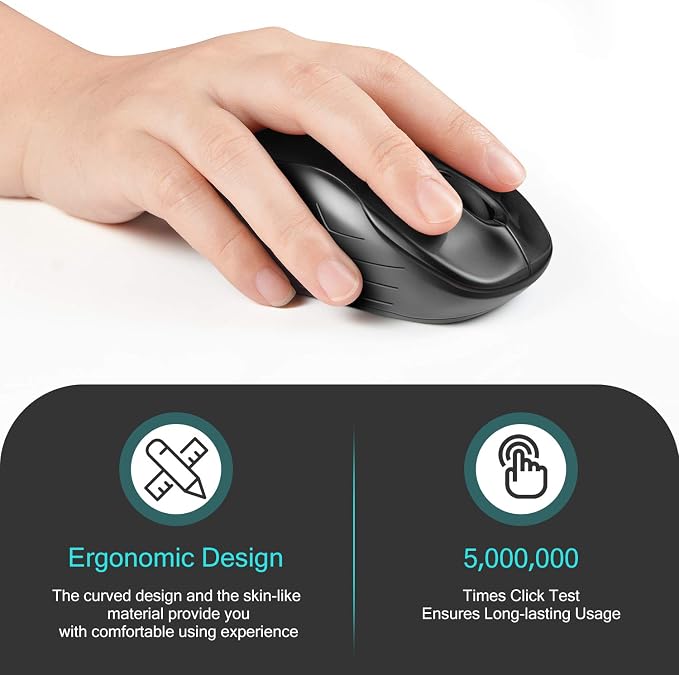 LeadsaiL Wireless Mouse Silent 2.4G USB Computer Compact Optical Cordless Mini Quiet Mice, Noiseless, 4 Buttons, 3 Adjustable DPI Mobile for PC/Laptop/Windows/Mac/Linux