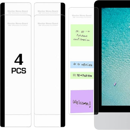 Monitor Memo Board, 4PCS Transparent Computer Monitor Side Panel Creative Desktop Memo Board, Acrylic Desktop Computer Sticky Note Holder for Home Office
