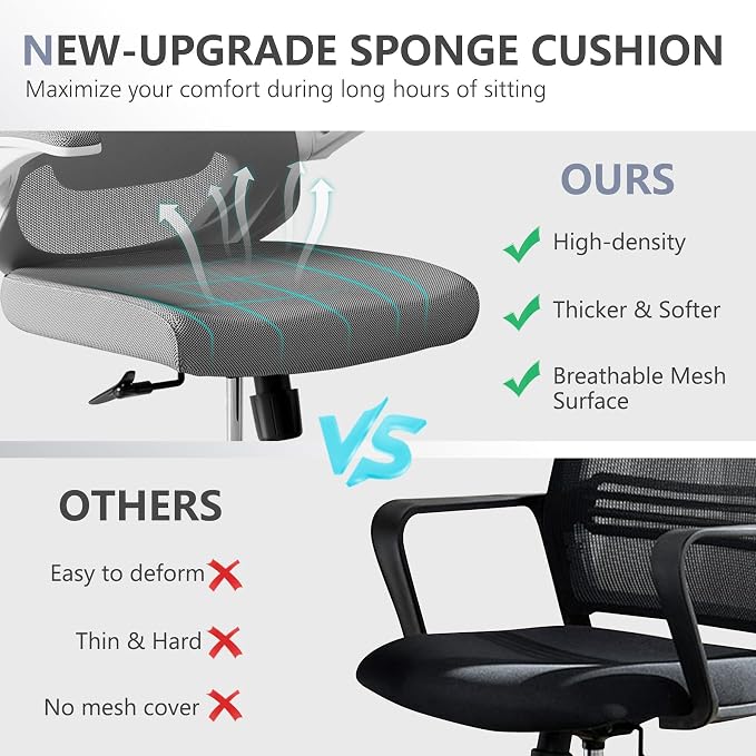 balmstar Ergonomic Office Chair Desk Chair - Mesh Computer Chair with 360° Swivel Wheels, Adjustable 90-130° Recline & Lumbar Support for Home Office, Supports up to 350lbs