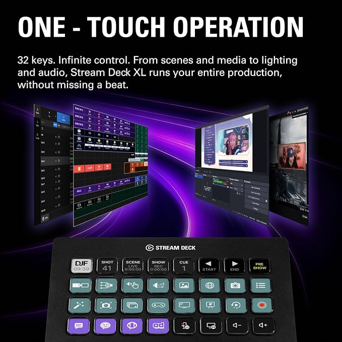 Elgato Stream Deck XL Advanced Studio Controller, 32 Keys | Instantly trigger unlimited actions, Powerful integrations, Visual feedback, Custom icon packs, Works with Mac and PC