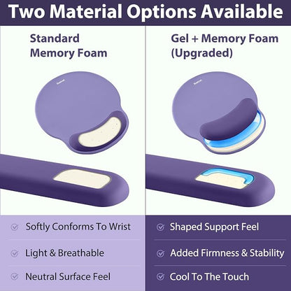 Sushret Mouse Pad and Keyboard Wrist Rest, 3-in-1 Gel Memory Foam Ergonomic Mouse Pad with Wrist Rest Set, Gaming Mousepad Arm Cushion Support for Computer Office Desk Accessories Cute Setup, Purple