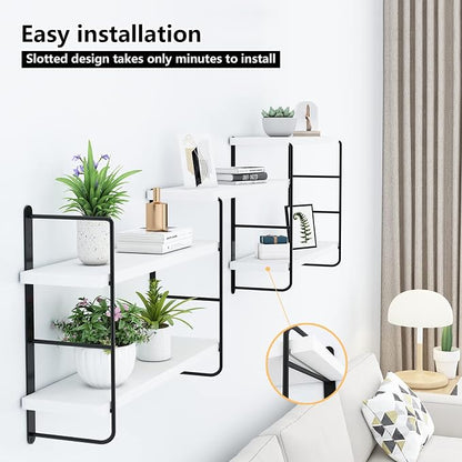MXCSE Wall Shelves, Wall Mounted Bookshelves, DIY Floating Shelves for Wall, Wood Hanging Book Shelves for Room, Bedroom, Living Room, Easy Installation (White, 50W x 17H)