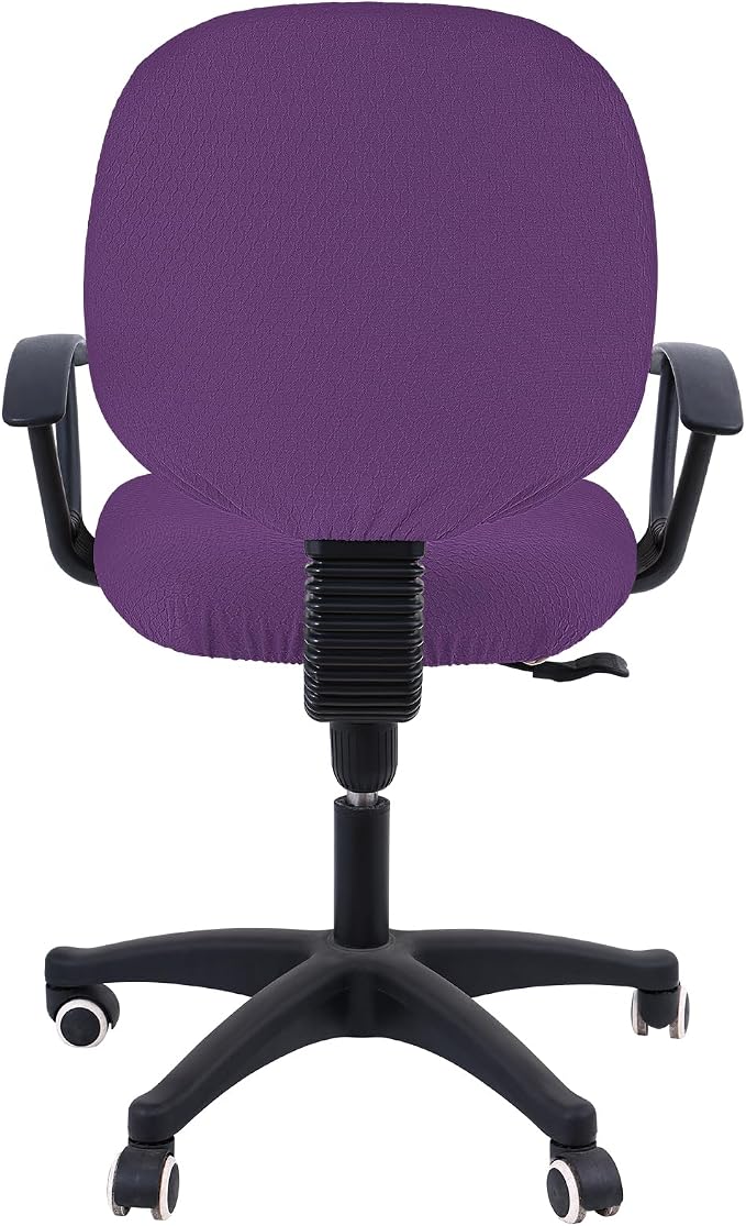 Smiry Stretch Jacquard Office Computer Chair Covers, Removable Washable Universal Desk Rotating Chair Slipcovers Protector, Seat + Backrest Cover, Purple