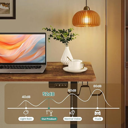 63” L Shaped Standing Desk,Electric Height Adjustable Corner Stand Up Desk, Ergonomic Sit Stand Home Office Computer Desk with Splice Board (Brown)