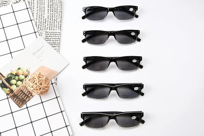 Eyekepper Vintage Reading Sunglasses for Men - 5 Pack Grey Tinted Lens Readers +4.00