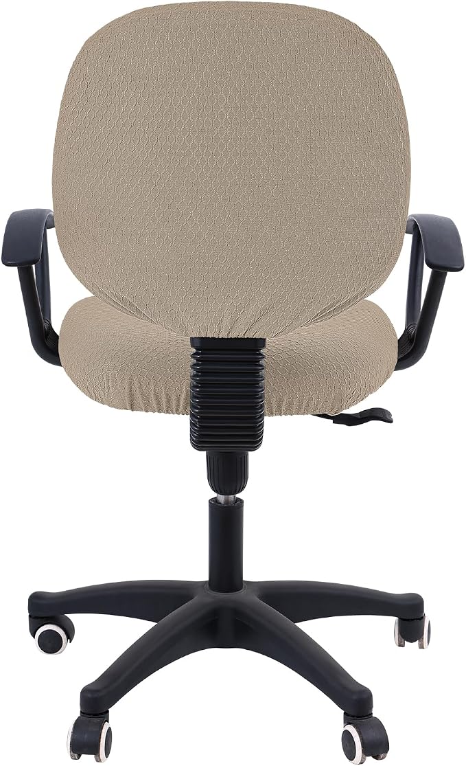 Smiry Stretch Jacquard Office Computer Chair Covers, Removable Washable Universal Desk Rotating Chair Slipcovers Protector, Seat + Backrest Cover, Taupe