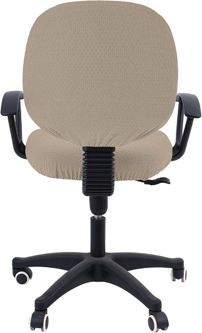 Smiry Stretch Jacquard Office Computer Chair Covers, Removable Washable Universal Desk Rotating Chair Slipcovers Protector, Seat + Backrest Cover, Taupe