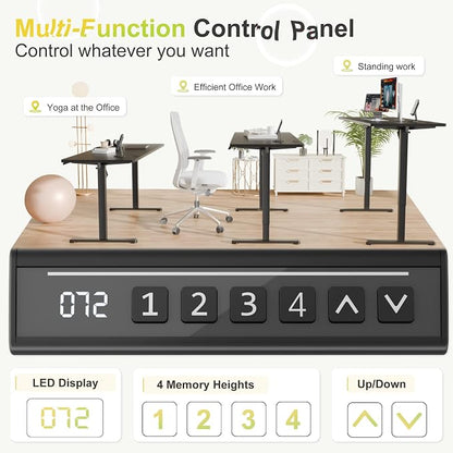 Furmax Electric Standing Desk, 55 x 24 Inches Sit Stand up Desk, Sit Stand Height Adjustable Home Office Desk with 4 Height Position Memory (Black, 55)