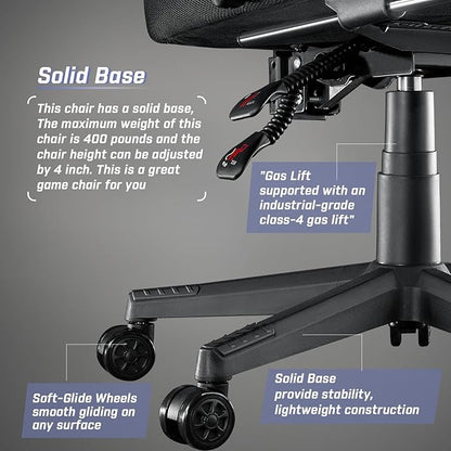 LEMBERI Big and Tall Gaming Chair 400lb Capacity, Heavy-Duty Office Chair with Reinforced Footrest, Wide Seat High Back PC Desk Chair with Linkage Armrests, Thickened Steel Frame, PU Leather, Red