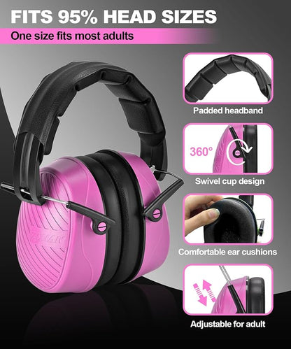ZOHAN 019 Noise Cancelling Headphones for Adult - NRR 28dB Hearing Protection for Working, Shooting, Mowing, Autism