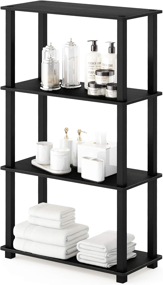 Furinno Turn-S-Tube 4-Tier Storage Shelves Bookshelf, Americano