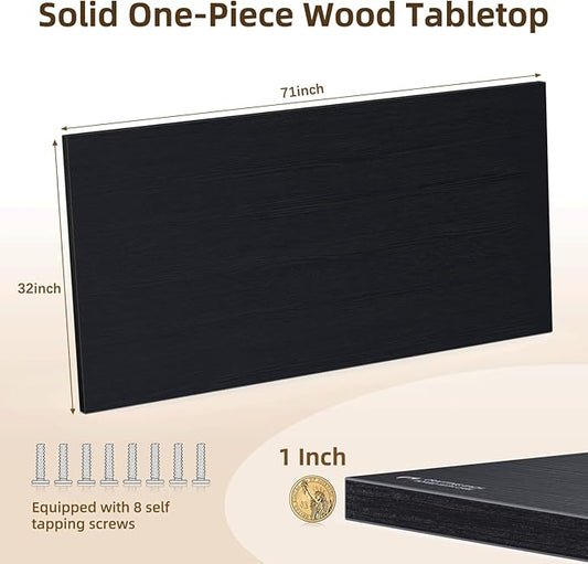 Universal Solid One-Piece Wood Table Top, 71"x32"x1" Workbench Top - Rectangular Particle Board for Standing Desk, Home Office Desk Countertop DlY, Washer Dryer, Coffee, Bar Tabletop