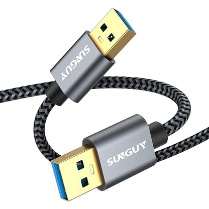 SUNGUY USB 3.0 Cable, 3.3FT USB Type A Male to Type A Male, Transfer Rate Up to 5Gbps Cable Compatible with Printers, Modems, Hard Drives, Cameras, HDD, DVD, Laptops, etc.