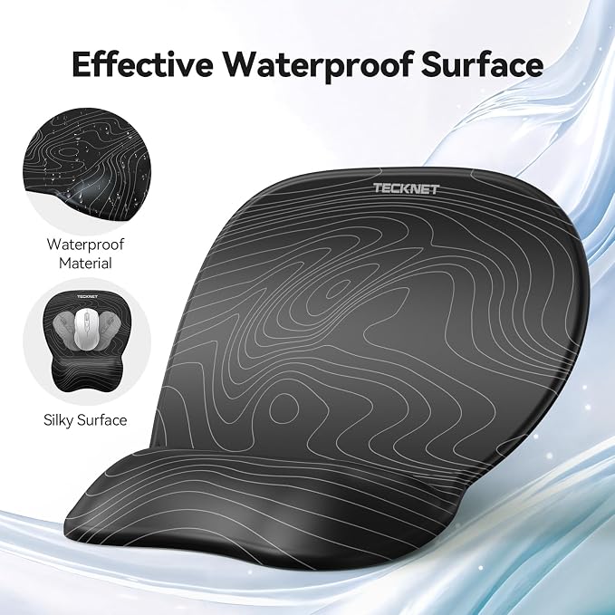 TECKNET Gel Mouse Pad with Wrist Rest, 3 in 1 Keyboard Wrist Rest for Pain Relief, Non-Slip PU Base & Easy Typing, Ergonomic Mousepad Set for Office & Home