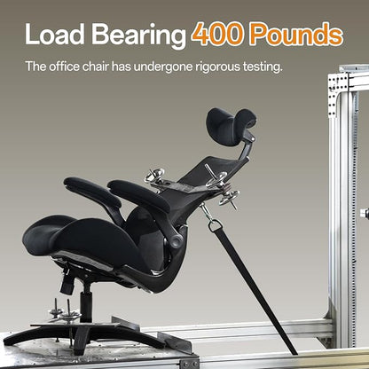 BOLISS 400lbs Ergonomic Office Desk Chair Big and Tall with Wide Seat – High Back Mesh Executive Chair with 4-Level Adjustable Headrest,Lumbar Cushion, Flip-Up Armrests for Storage (Black)