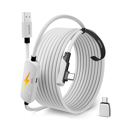 Syntech VR Link Cable 5M/16FT with USB 3.0 A to C Adapter, Charging & Data Transfer, Compatible with Meta Quest 3S/3/2/Pro, Pico 4, Steam VR Gaming, High Speed VR Cable