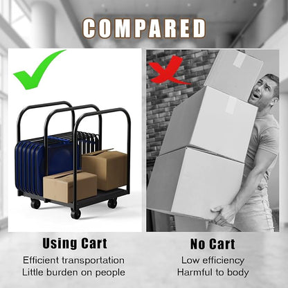 3 Pole Soft Platform Folding Table Cart-Soft Flatbed Panel Cart with 4Inch Swivel Caster 8PCS Folding Table Storage Capacity Soft Platform Truck with 2PCS Straps to Store&Move Lumber,Plywood,Box