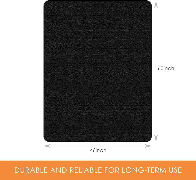 Kuyal Chair mat for Hardwood Floor 46 x 60 inches Rectangle Floor Mats Wood/Tile Protection Mat for Office & Home, Black
