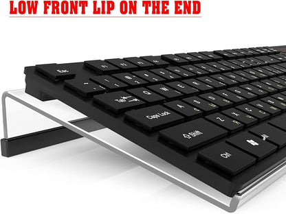 KOTEMON Acrylic Tilted Computer Keyboard Stand for Ergonomic Typing, Keyboard Tray Holder with Silicone Non-Slip Case, Clear