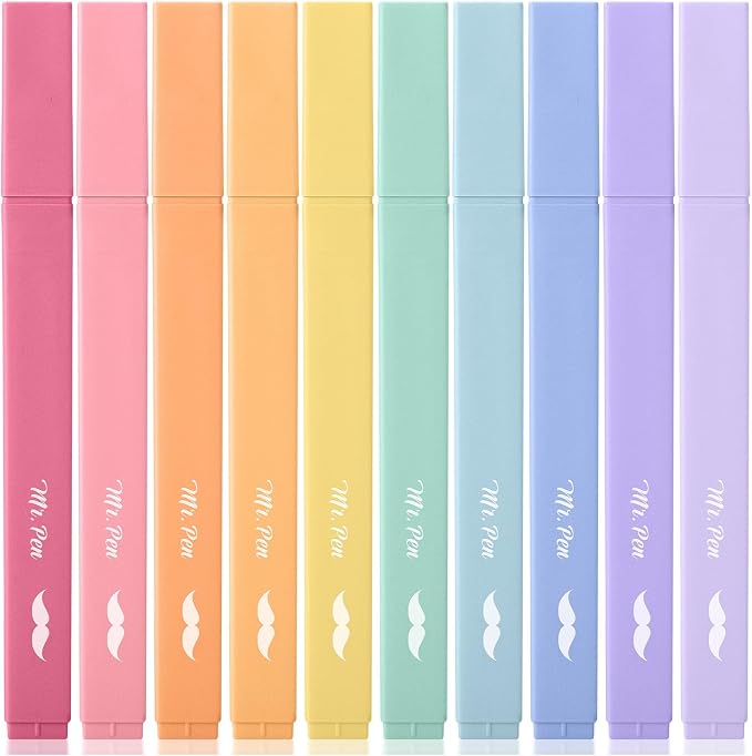 Mr. Pen- Aesthetic Bible Highlighters No Bleed Through, 10 Pack | Assorted Colors, Cute Highlighter for Journaling Supplies and School Accessories, Bible Highlighters and Pens No Bleed