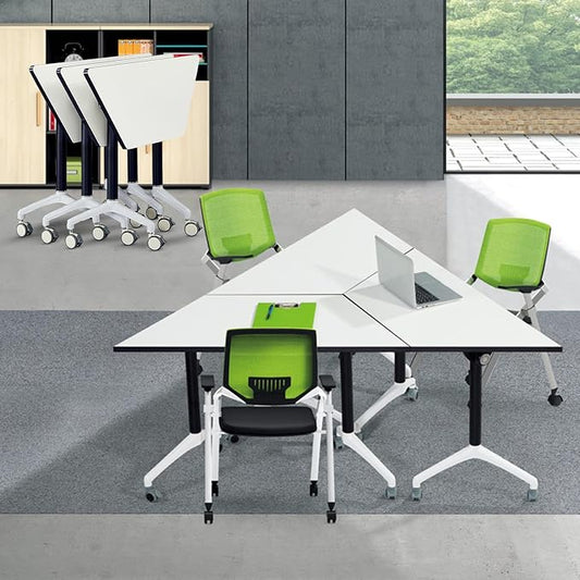 Conference Table,Modern Flip Top Folding Conference Room Tables,Modular Meeting Seminar Tables with Wheels,Foldable Stackable Business Training Conference Tables,4 Pack Foldable Business Office Table