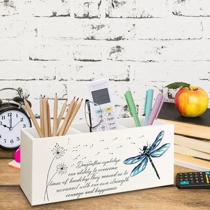 Dragonfly Dandelion Decorative Pencil Holder for Desk, Bookmark Holder Decor, Pen Caddy for Desk Decorative, Motivational Gifts for Women