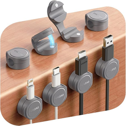 8-Pack Cord Organizer Magnetic Cable Clips, Desk Cable Management Wire Hider, FLYLEAD Silicone Cord Holder for Nightstand, Cable Organizer for Office Workspaces Desktop Organization Home Accessories