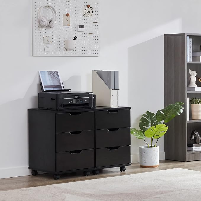 Farini Mobile File Cabinet for Home Office, 3 Drawer Chest Wood, Drawers Unit for Under Desk, Storage Drawers Cabinet Black