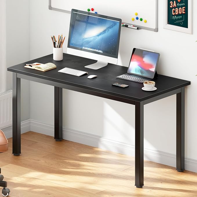 SogesHome 47 inches Modern Simple Computer Desk, Gaming Table PC Desk Coner Computer Table Study Writing Table Workstation, for Home Office Use, Black