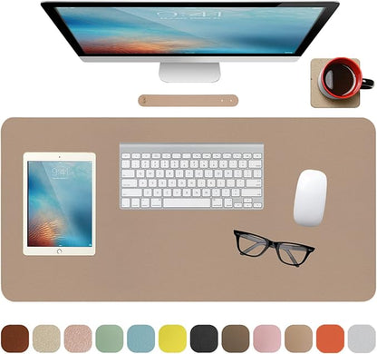 Boutilon Leather Desk Pad Protector,Non-Slip Mouse Pad,Laptop Desk Pad,Office Mouse Mat,Waterproof Leather Desk Blotter,Desk Writing Pad for Office and Home (M-Beige,30"x14")