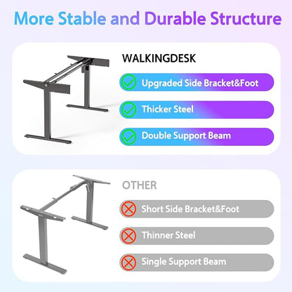 WALKINGDESK 55x24 Inches Electric Standing Desk with Keyboard Tray, Height Adjustable Stand up Desk with 2 Drawers, Ergonomic Sit to Stand Desk with Storage Monitor Stand, Computer Table, Black