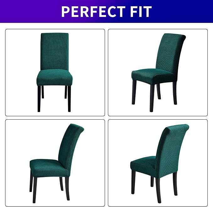 Stretch Chair Covers for Dining Room Set of 8, Removable Washable Dining Room Chair Covers, Dining Chair Slipcovers Seat Protector, Great Decor for Home and Banquet (Hunter, 8 Pack)