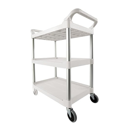 Rubbermaid Commercial Products Plastic Utility Service Cart with Wheels, White, 200 lbs Capacity, for Foodservice/Restaurant/Cleaning/Warehouse/Garage